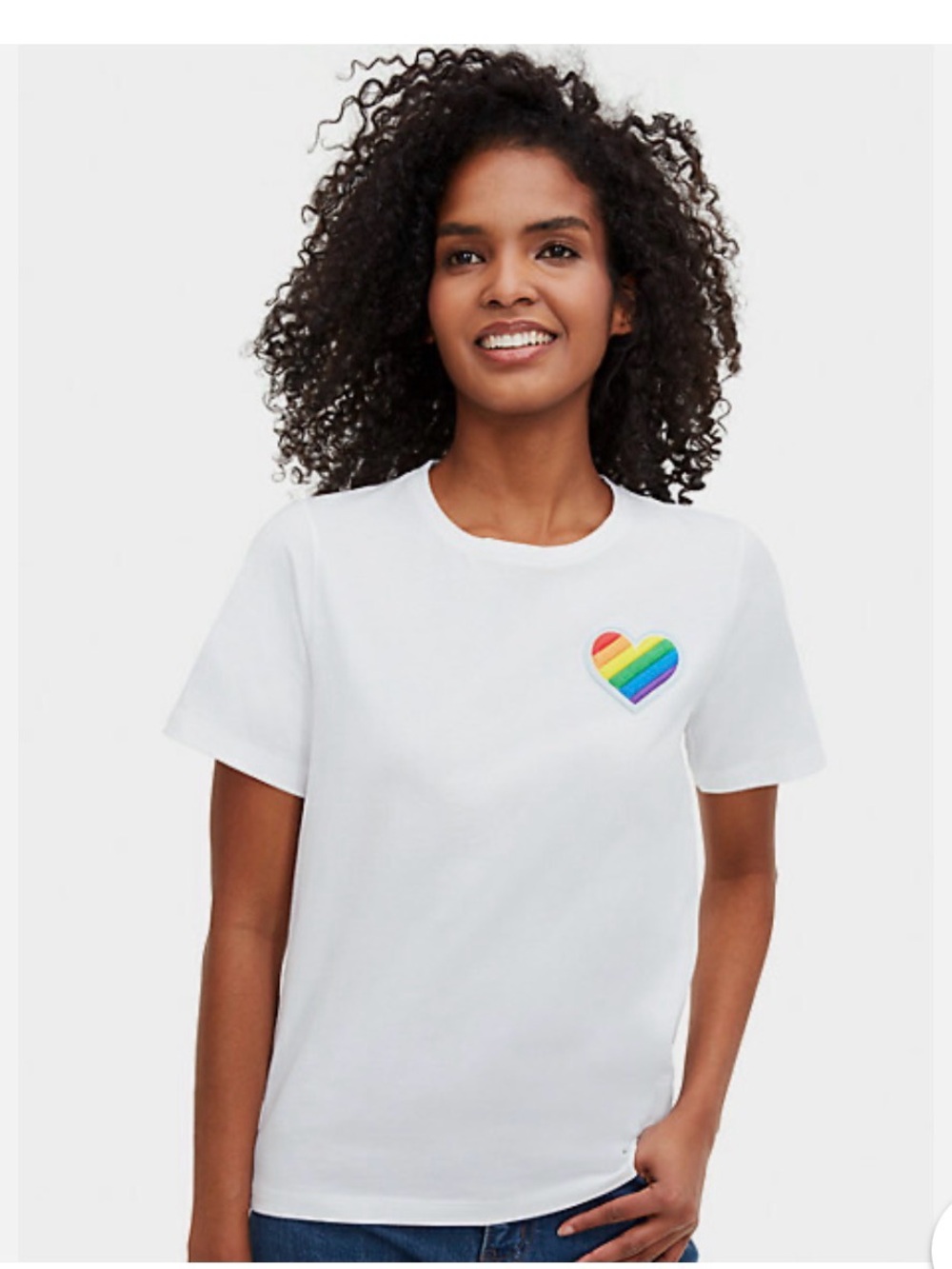 kate spade White Tee with Rainbow Heart Patch